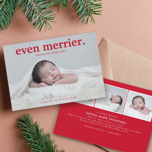 Cartes Pour Fêtes Annuelles Minimaliste Red Même Merrier Nouveau bébé photo Co