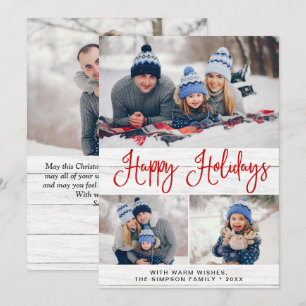 Cartes Pour Fêtes Annuelles Minimaliste Rustic 4 PHOTO Noël Salutation