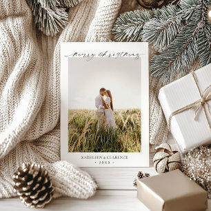 Cartes Pour Fêtes Annuelles Minimaliste Simple Élégant Photo Noël Classique