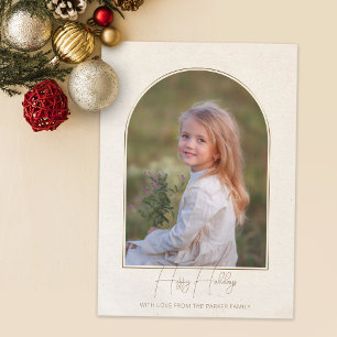 Cartes Pour Fêtes Annuelles Minimaliste Typography Gold Arch Holiday Photo