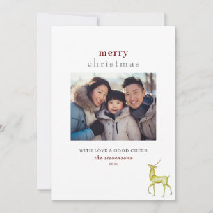 Cartes Pour Fêtes Annuelles Minimaliste Une Photo Joyeux Noël Renne