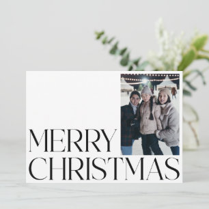 Cartes Pour Fêtes Annuelles Minimaliste Vintage Noir Blanc Deux Photo Noël