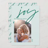 Cartes Pour Fêtes Annuelles minimum moderne 1 script photo joie verte (Devant / Derrière)