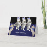 Cartes Pour Fêtes Annuelles Minous de Hanoukka de danse<br><div class="desc">Arc de chiens au HanukKAT puissant. Chats de danse mignons de Hanoukka.</div>