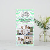Cartes Pour Fêtes Annuelles Mint Chevron Holiday (Debout devant)