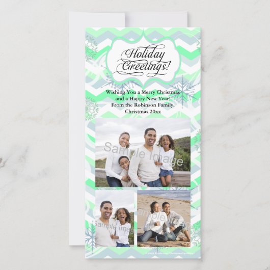 Cartes Pour Fêtes Annuelles Mint Chevron Holiday (Devant)