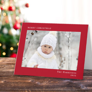 Cartes Pour Fêtes Annuelles Minuscule moderne Joyeux Noël photo rouge