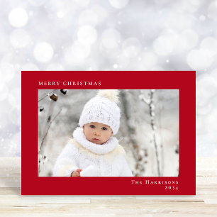 Cartes Pour Fêtes Annuelles Minuscule moderne Joyeux Noël photo rouge