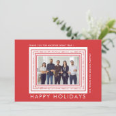 Cartes Pour Fêtes Annuelles Minuscule moderne Rouge blanc affaires photo Noël (Debout devant)