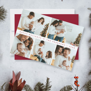 Cartes Pour Fêtes Annuelles Minuscule Noël Famille moderne Photoshoot Rouge