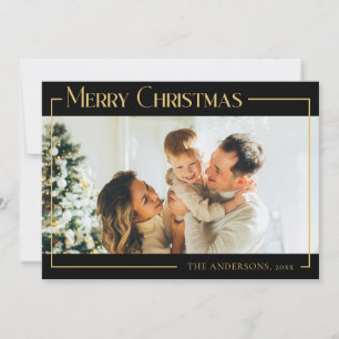 Cartes Pour Fêtes Annuelles Minuscule noir moderne photo de famille de Noël