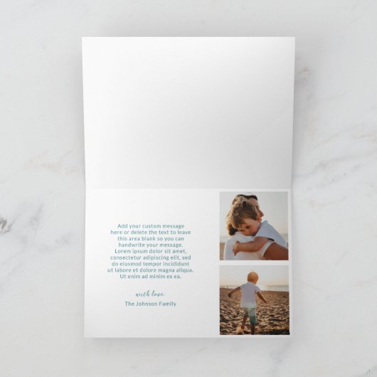 Cartes Pour Fêtes Annuelles Minuscule photo bleue Noël moderne (Intérieur)