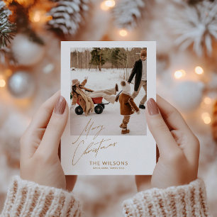 Cartes Pour Fêtes Annuelles Minuscule photo de famille moderne de Noël