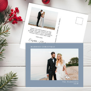 Cartes Pour Fêtes Annuelles Minuscule photo moderne Marié Noël Dusty Bleu