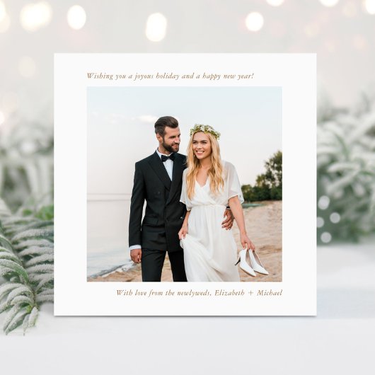 Cartes Pour Fêtes Annuelles Minuscule photo moderne Marié Noir Blanc Or