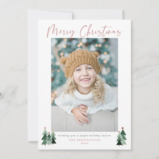 Cartes Pour Fêtes Annuelles Minuscule Pink Trees de Noël Photo (Devant)