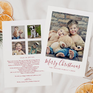 Cartes Pour Fêtes Annuelles Minuscule Rouge Joyeux Noël Famille Nouvelles Port