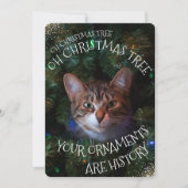 Cartes Pour Fêtes Annuelles Mischievous Kitty Funny Chat Oh Arbre de Noël (Devant)
