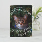 Cartes Pour Fêtes Annuelles Mischievous Kitty Funny Chat Oh Arbre de Noël (Debout devant)