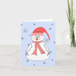 Cartes Pour Fêtes Annuelles Misses Snowman neige l'art primitif Whimsical