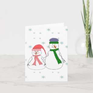 Cartes Pour Fêtes Annuelles Mister et Misses Snowman neiger l'art Whimsical