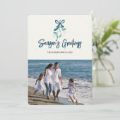 Cartes Pour Fêtes Annuelles Mistletoe à ruban bleu (Debout devant)