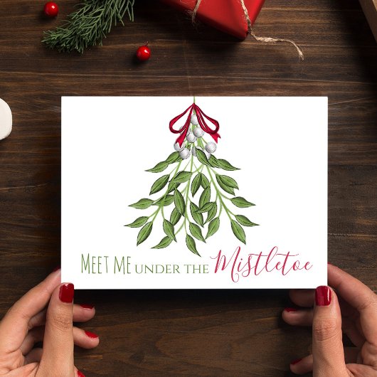Cartes Pour Fêtes Annuelles Mistletoe Botanique Mignonne Élégant Noël Simple