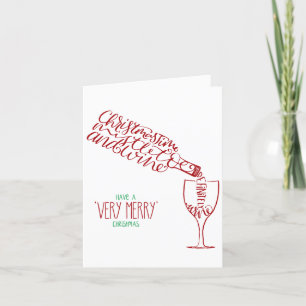 Cartes Pour Fêtes Annuelles Mistletoe de Noël et vin Script élégant