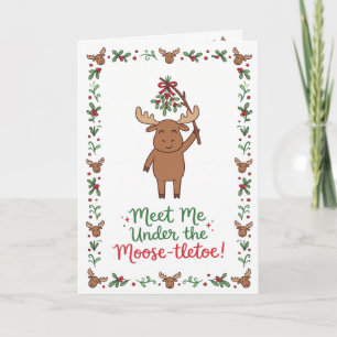 Cartes Pour Fêtes Annuelles Mistletoe de Renne Personnalisable