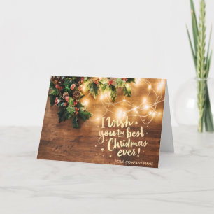 Cartes Pour Fêtes Annuelles Mistletoe, Éclairage À Cordes, Bois Je Vous Souhai
