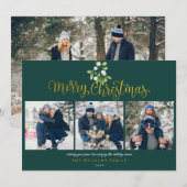 Cartes Pour Fêtes Annuelles Mistletoe Gold Script Photo Collage Noël (Devant / Derrière)