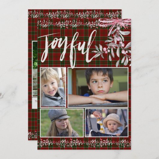 Cartes Pour Fêtes Annuelles Mistletoe gris rouge vert Noël Joyeux (Devant / Derrière)