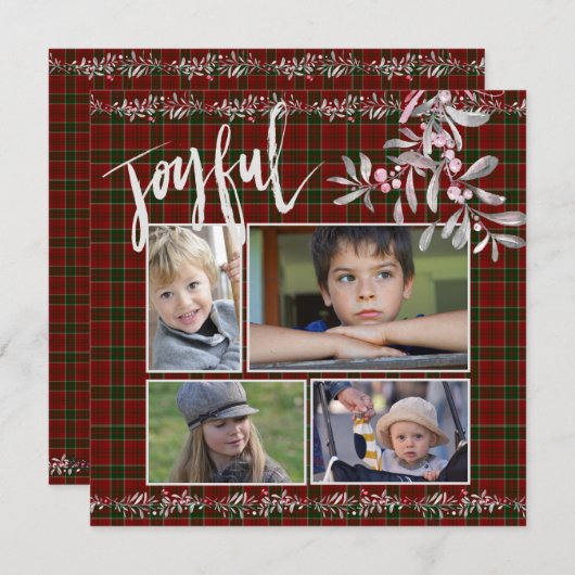 Cartes Pour Fêtes Annuelles Mistletoe gris rouge vert Noël Joyeux (Devant / Derrière)