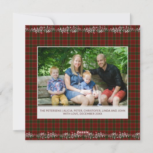 Cartes Pour Fêtes Annuelles Mistletoe gris rouge vert Noël Joyeux (Dos)