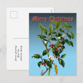 Cartes Pour Fêtes Annuelles Mistletoe & Holly Greenery Art botanique (Devant / Derrière)
