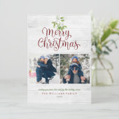 Cartes Pour Fêtes Annuelles Mistletoe Joyeux Noël 3 Photo Bois rustique (Debout devant)