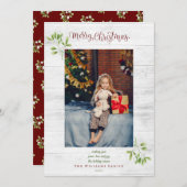 Cartes Pour Fêtes Annuelles Mistletoe Joyeux Noël Rustique Photo en bois (Devant / Derrière)
