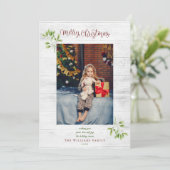 Cartes Pour Fêtes Annuelles Mistletoe Joyeux Noël Rustique Photo en bois (Debout devant)