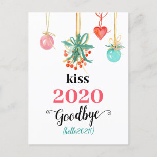 Cartes Pour Fêtes Annuelles Mistletoe Kiss adieu à 2020 Do-over Funny Red