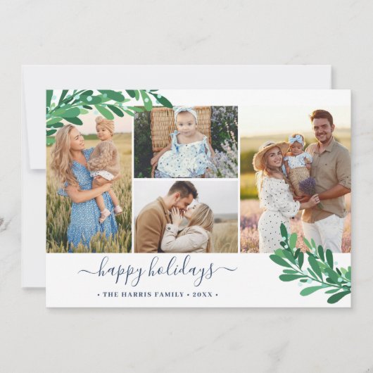 Cartes Pour Fêtes Annuelles Mistletoe Twigs Photo Collage Happy Holidays (Devant)