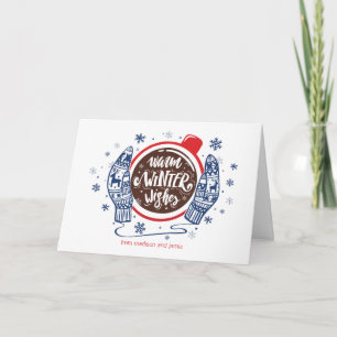 Cartes Pour Fêtes Annuelles Mittens Et cacao Chaleureux Souhaits Hiver