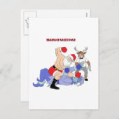 Cartes Pour Fêtes Annuelles MIXED MARTIAL ART Père Noël Vs Jack Frost (Devant / Derrière)