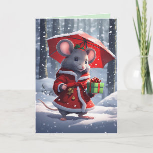 Cartes Pour Fêtes Annuelles Mlle Mousie sous le parapluie