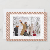Cartes Pour Fêtes Annuelles Mocha Brown En vichy Horizontal Photo Noël (Devant)