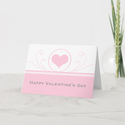 Cartes Pour Fêtes Annuelles Mod Heart Swirls Valentine's Day Card, Rose clair (Devant)