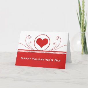 Cartes Pour Fêtes Annuelles Mod Heart Swirls Valentine's Day Card, Rouge