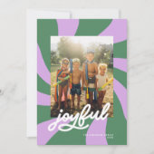Cartes Pour Fêtes Annuelles Mod Wavy Retro Super couleur photo Lilac + Vert (Devant)