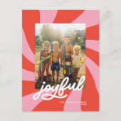 Cartes Pour Fêtes Annuelles Mod Wavy Retro Super Noël rose rouge (Devant)