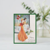 Cartes Pour Fêtes Annuelles Mode Art déco Arbre de Noël Rétro (Debout devant)