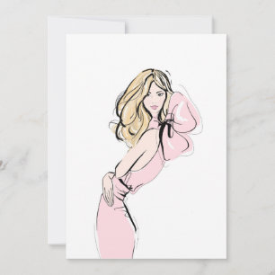 Cartes Pour Fêtes Annuelles Mode blonde fille cheveux rose
